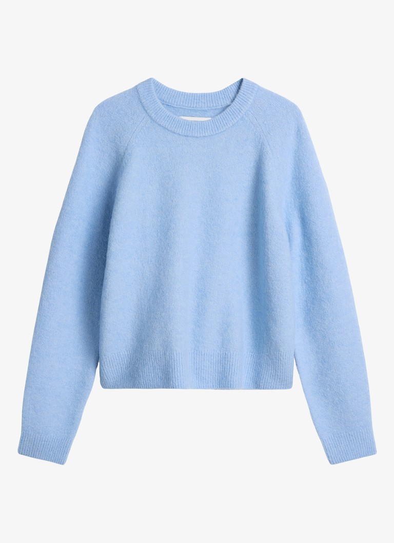 Marc O'Polo Denim Dames Fijngebreide trui in de kleur Lichtblauw