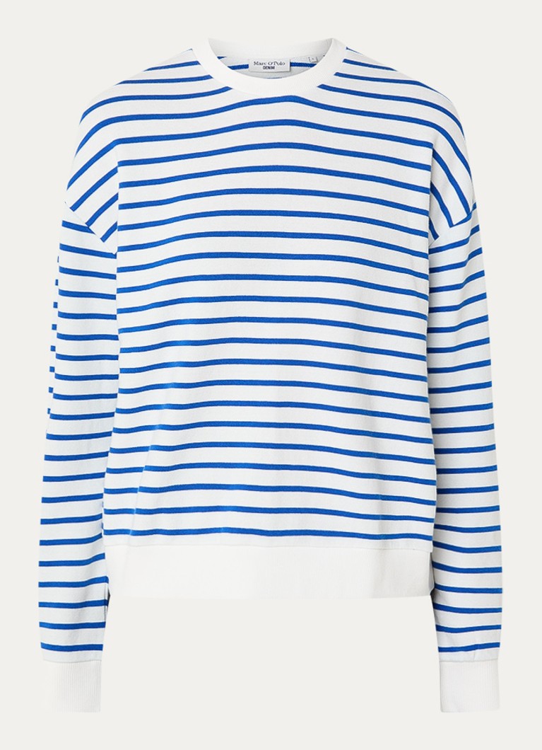 Marc O'Polo Denim Dames Sweater met streepprint in de kleur Kobaltblauw