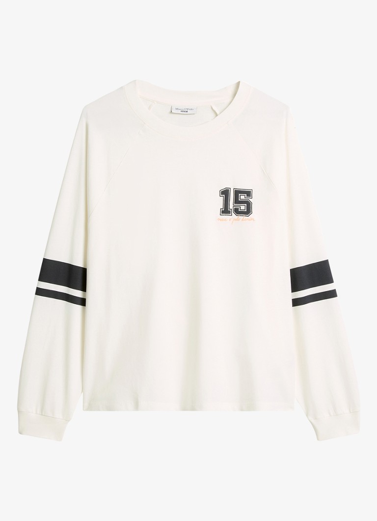 Marc O'Polo Denim Dames Longsleeve met logoprint in de kleur Wit