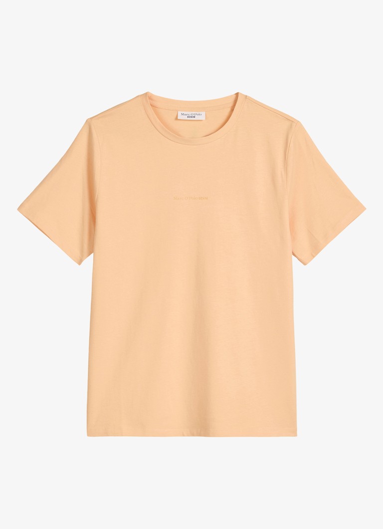 Marc O'Polo Denim Dames T-shirt met logo in de kleur Abrikoos