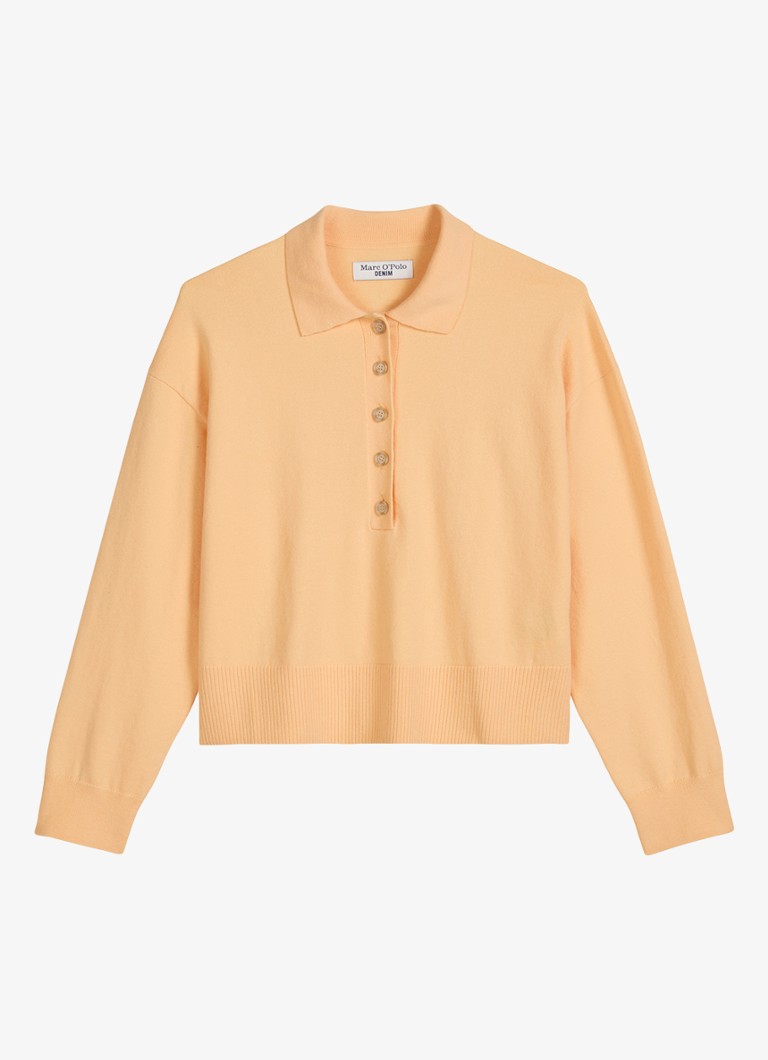 Marc O'Polo Denim Dames Fijngebreide trui in katoenblend in de kleur Oranje