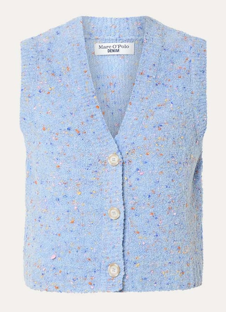 Marc O'Polo Denim Dames Grofgebreid gilet in scheerwolblend in de kleur Blauwgrijs