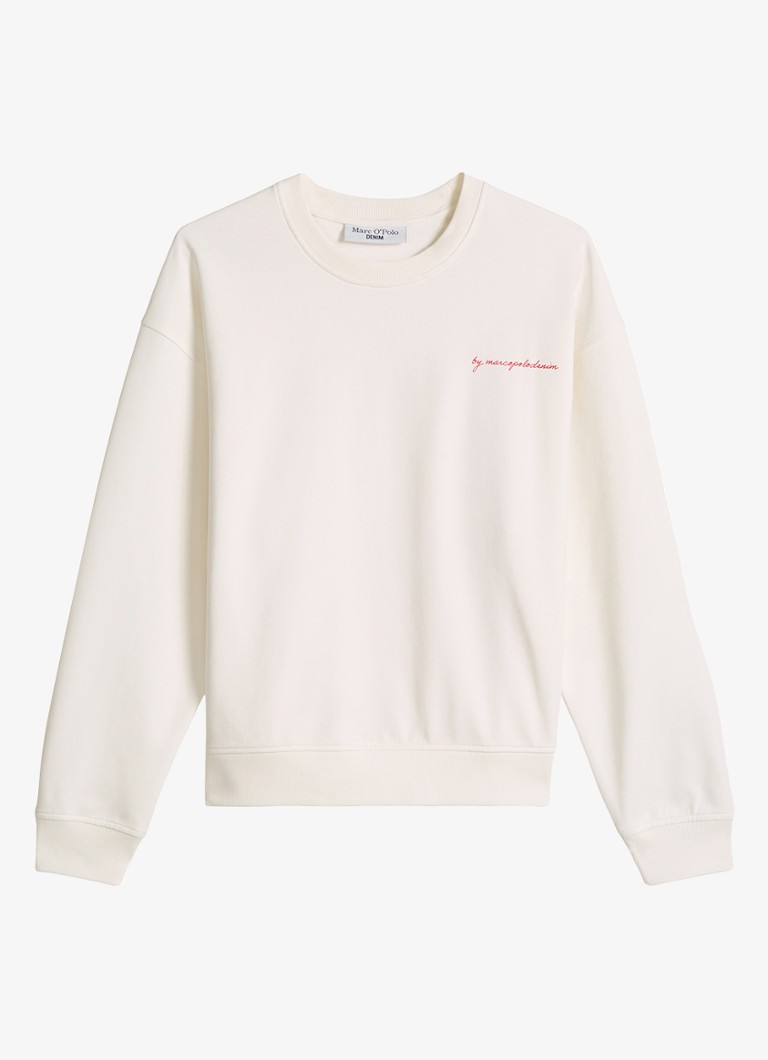 Marc O'Polo Denim Dames Sweater met logo- en backprint in de kleur Beige