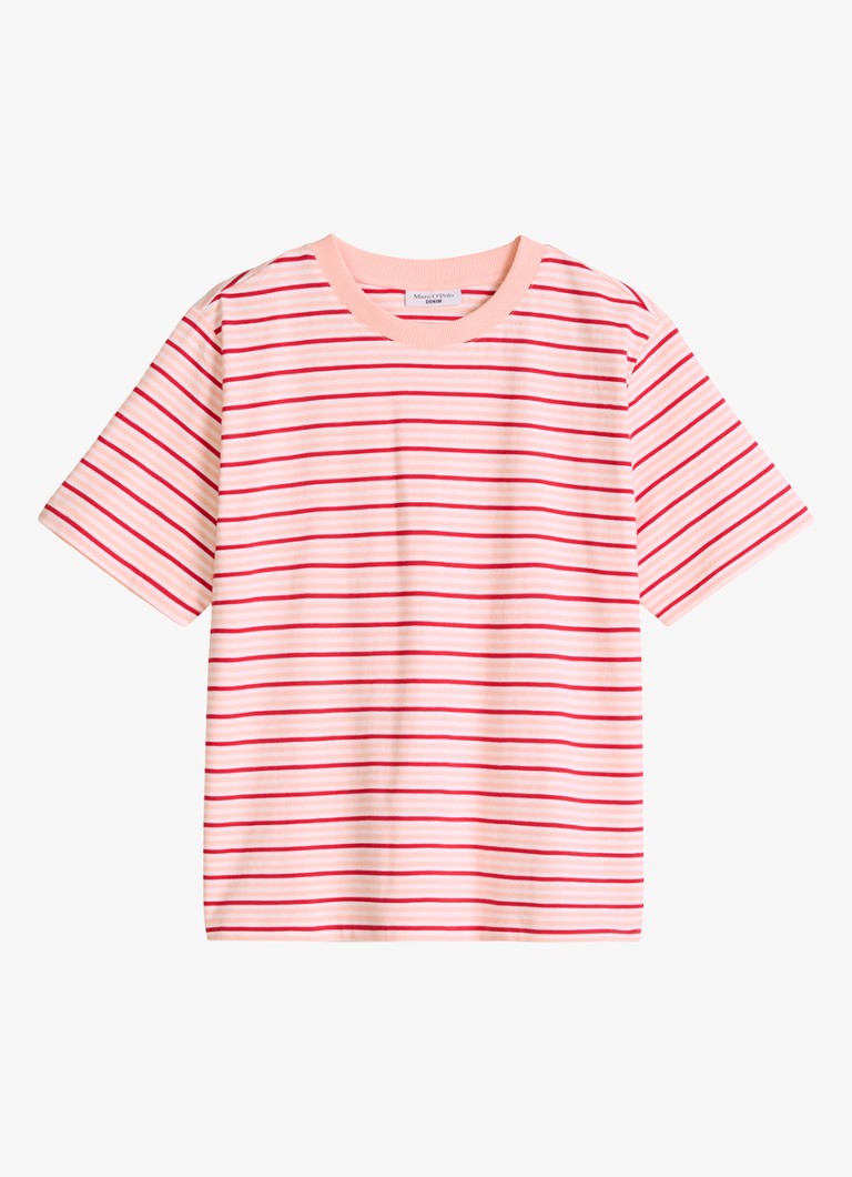 Marc O'Polo Denim Dames T-shirt met streepprint in de kleur Roze