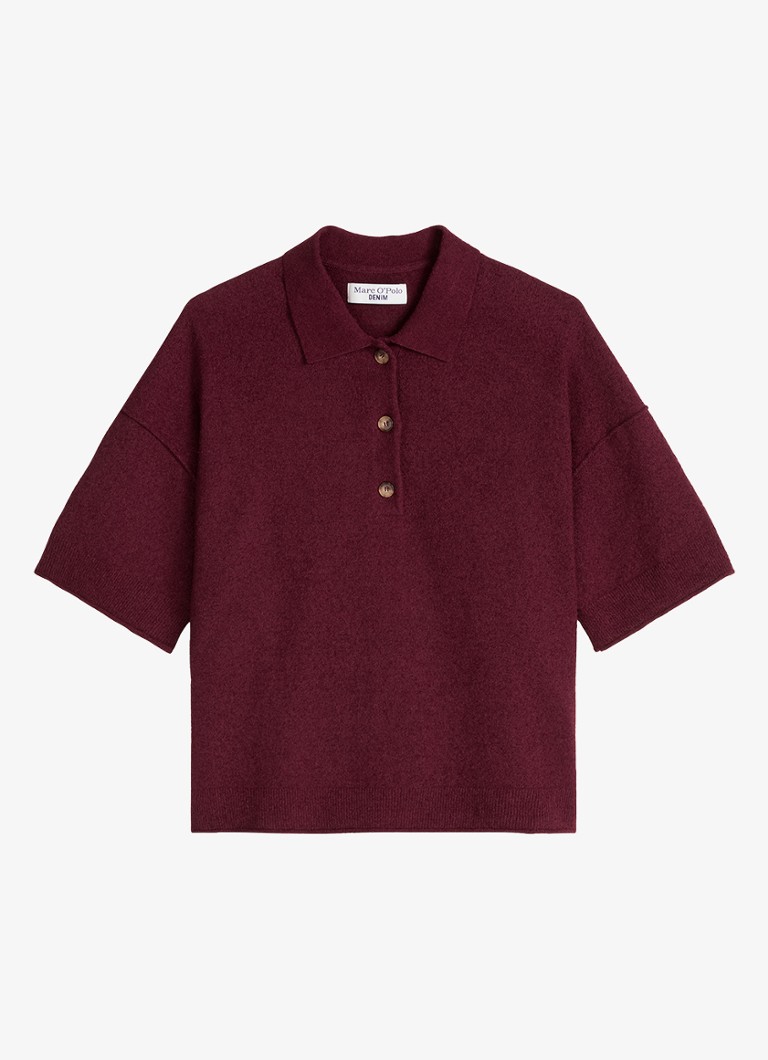 Marc O'Polo Denim Dames Fijngebreide trui met polokraag in de kleur Merlot Red/6932