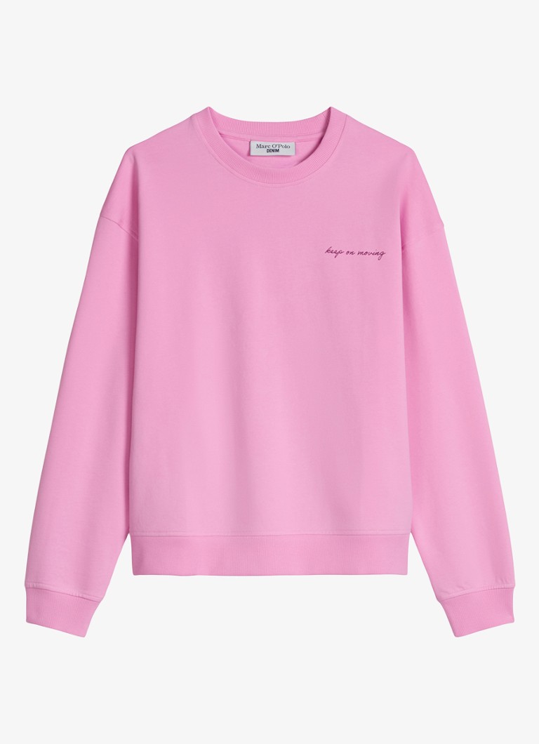 Marc O'Polo Denim Dames Sweater met logo- en backprint in de kleur Pale Bubblegum/8205