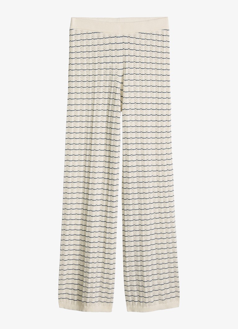 Marc O'Polo Denim Dames Loose fit broek met gevlochten detail in de kleur White-0215 / Wit