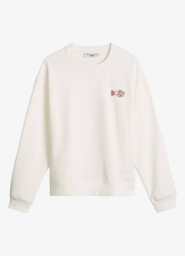 Marc O'Polo Denim Dames Sweater met front- en backprint in de kleur Silky White-1183 / Wit