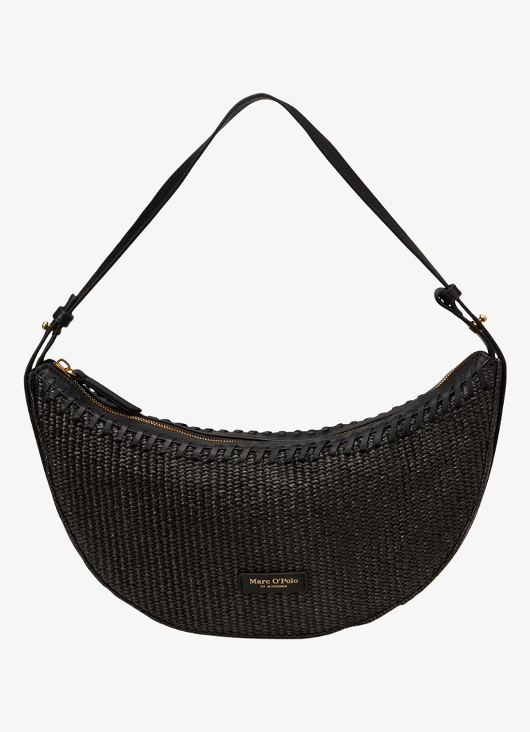 Marc O'Polo Dames Schoudertas met details van leer in de kleur Black / Zwart