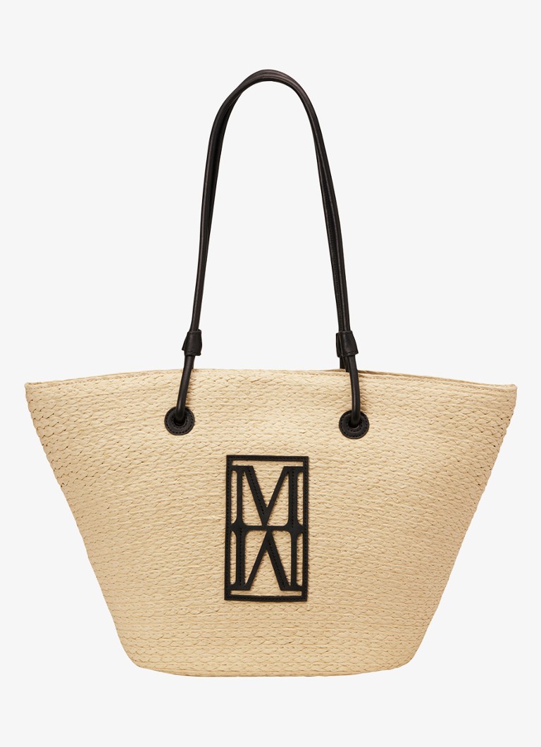 Marc O'Polo Dames Shopper van raffia met leren details in de kleur Light Rafia / Beige