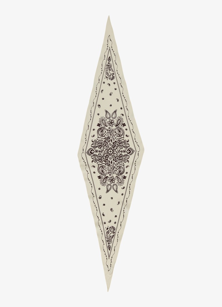 Marc O'Polo Denim Dames Sjaal van zijde met paisley dessin 125 x 30 cm in de kleur Offwhite Multi 06-1262 / Wit