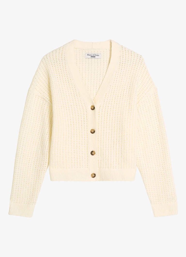 Marc O'Polo Denim Dames Grofgebreid vest in katoenblend in de kleur Creamy White-1173