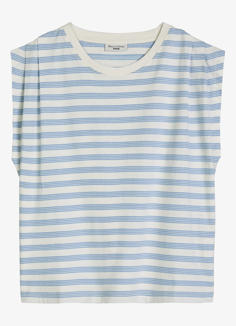 Marc O'Polo Denim Dames T-shirt met streepprint in de kleur Offwhite_Multi_06-1262 / Wit