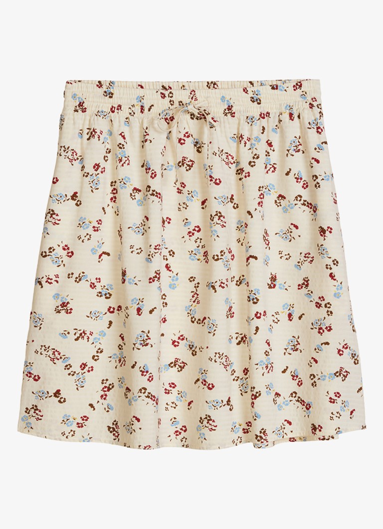 Marc O'Polo Denim Dames Mini rok met print en elastische band in de kleur OffWhite_Multi_01-1257 / Wit