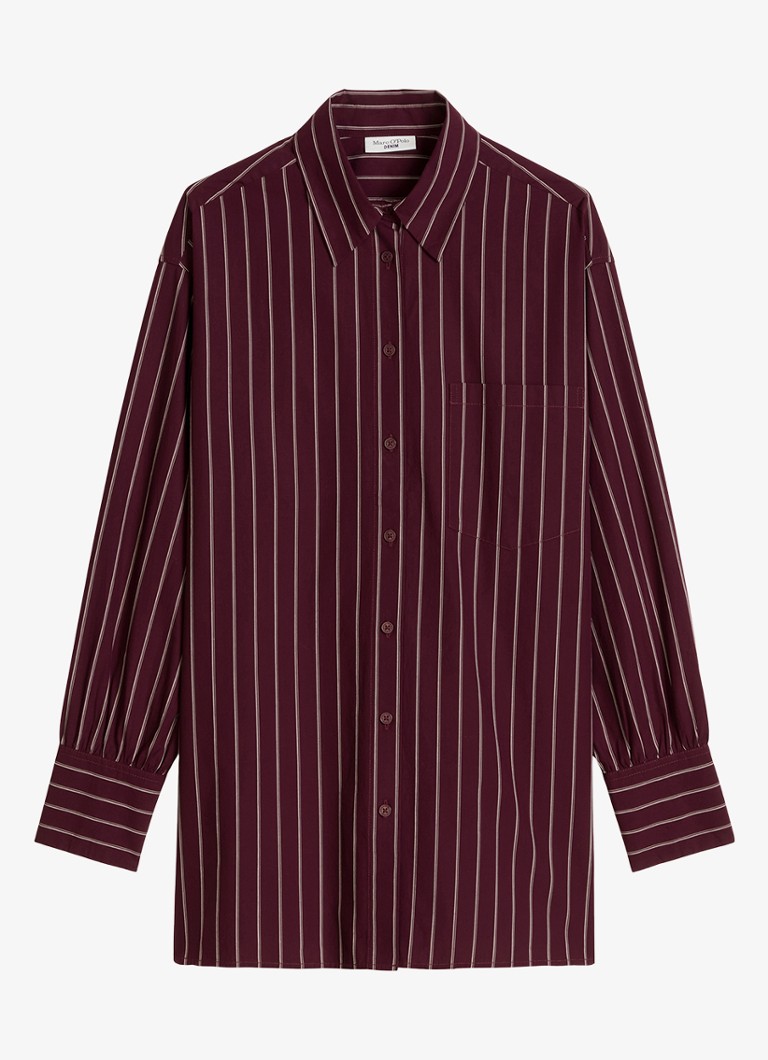 Marc O'Polo Denim Dames Blouse met streepprint in de kleur Donkerrood