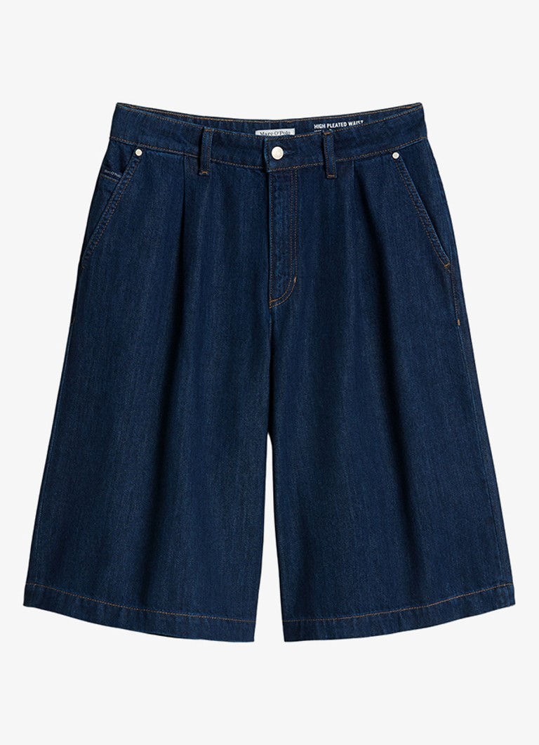 Marc O'Polo Denim Dames High waist wide fit korte broek van denim in de kleur Donkerblauw