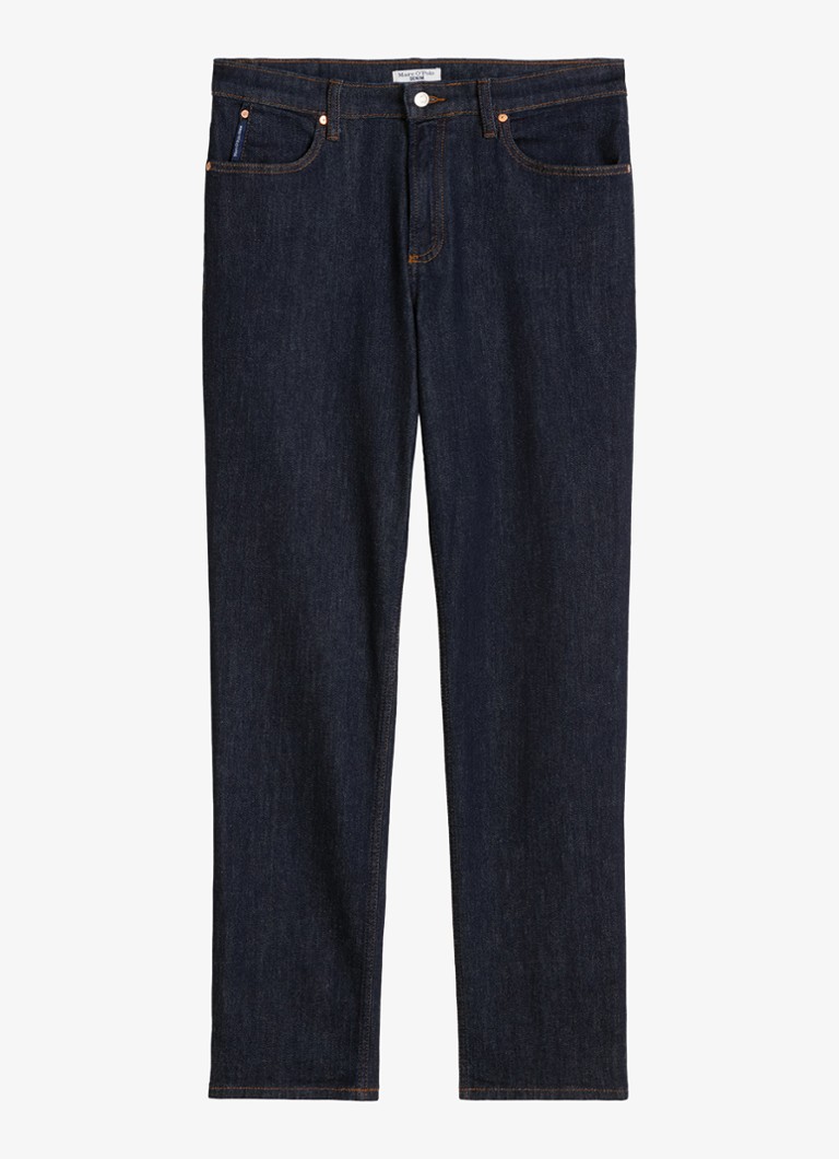 Marc O'Polo Denim Dames High waist straight fit jeans met donkere wassing in de kleur Donkerblauw