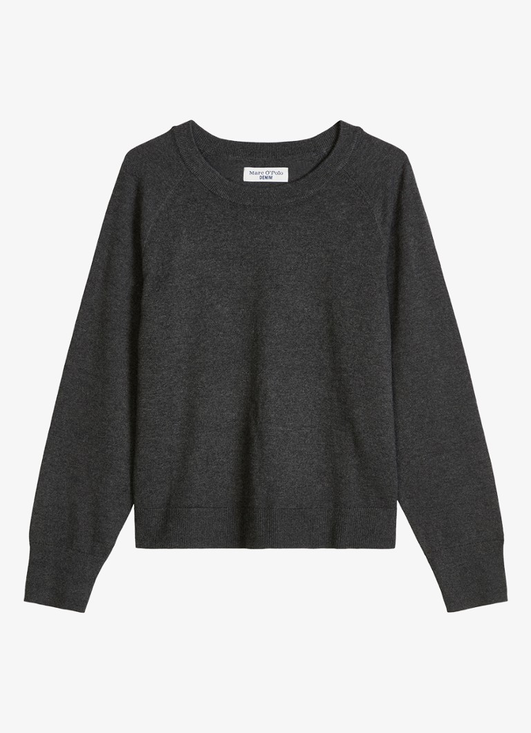 Marc O'Polo Denim Dames Fijngebreide sweater met gemêleerd dessin in de kleur Donkergrijs
