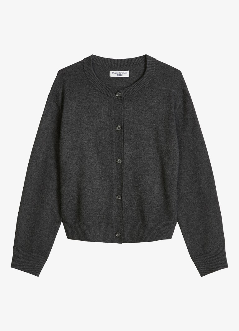 Marc O'Polo Denim Dames Fijngebreid vest met gemêleerd dessin in de kleur Donkergrijs