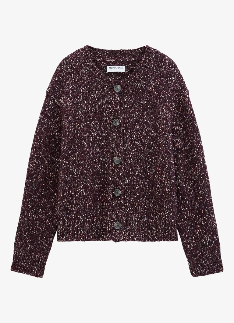 Marc O'Polo Denim Dames Grofgebreid vest met gemêleerd dessin in de kleur Aubergine