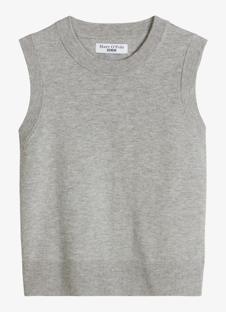 Marc O'Polo Denim Dames Fijngebreide spencer met gemêleerd dessin in de kleur Lichtgrijs