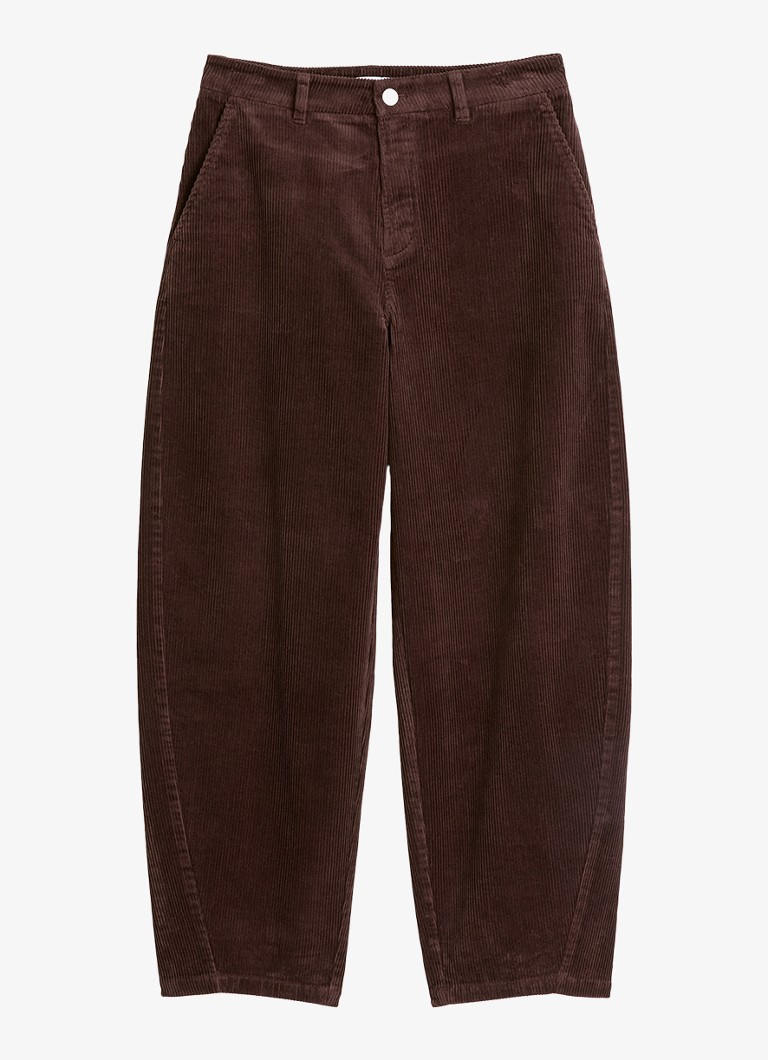 Marc O'Polo Denim Dames Airin high waist wide fit broek van corduroy in de kleur Kastanjebruin