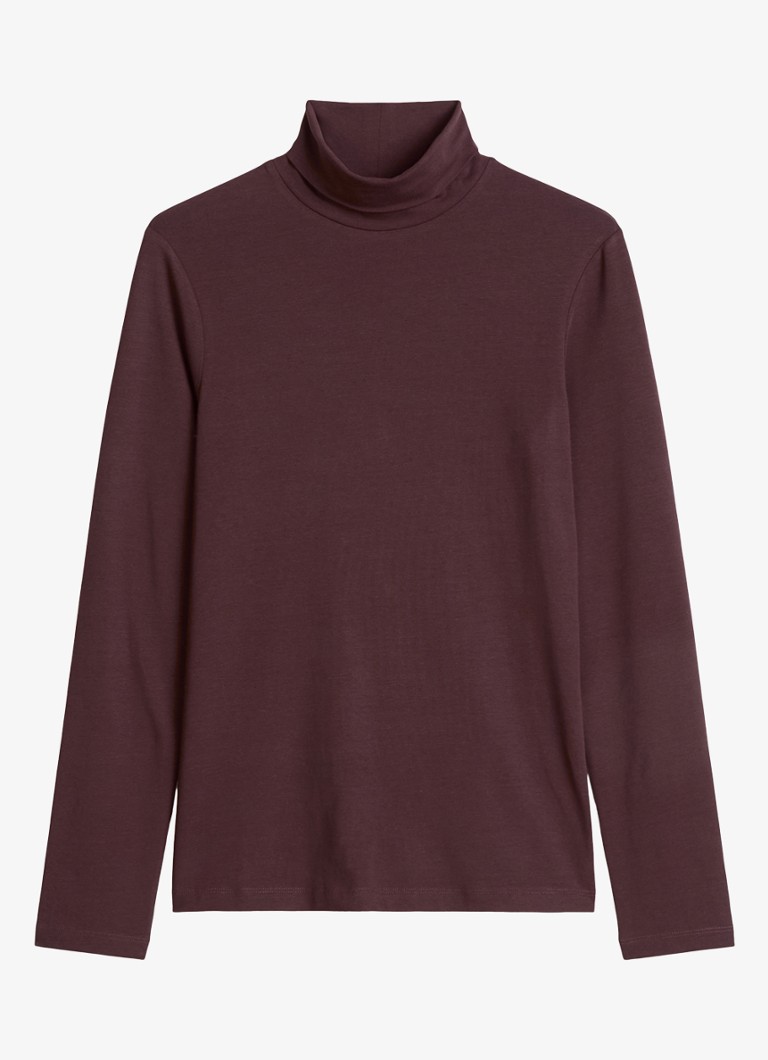 Marc O'Polo Denim Dames Longsleeve met col in de kleur Donkerbruin