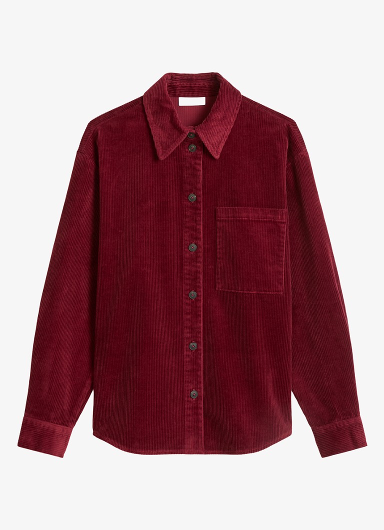 Marc O'Polo Denim Dames Blouse van corduroy in de kleur Kersenrood
