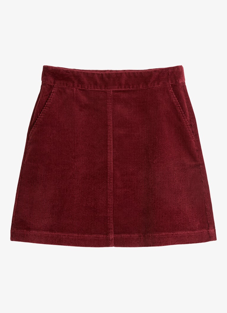 Marc O'Polo Denim Dames Mini a-lijn rok van corduroy in de kleur Kersenrood
