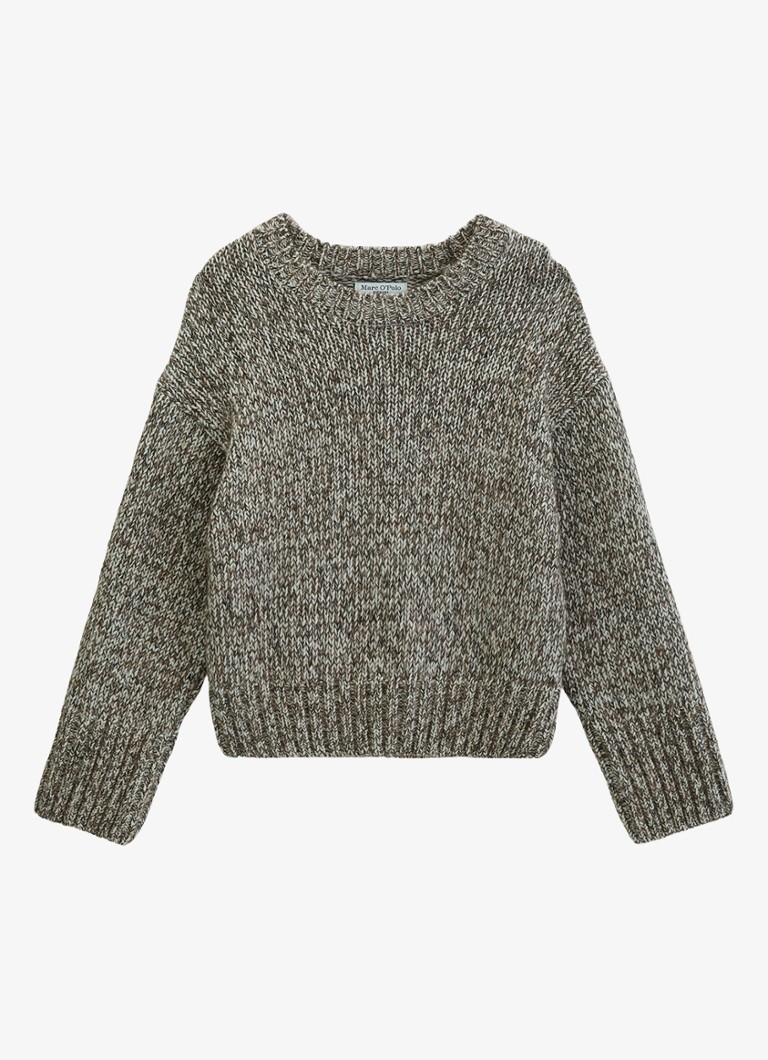Marc O'Polo Denim Dames Grofgebreide trui in wolblend in de kleur Grijs