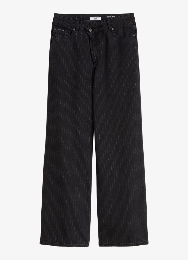 Marc O'Polo Denim Dames High waist straight leg jeans met gekleurde wassing in de kleur Donkergrijs