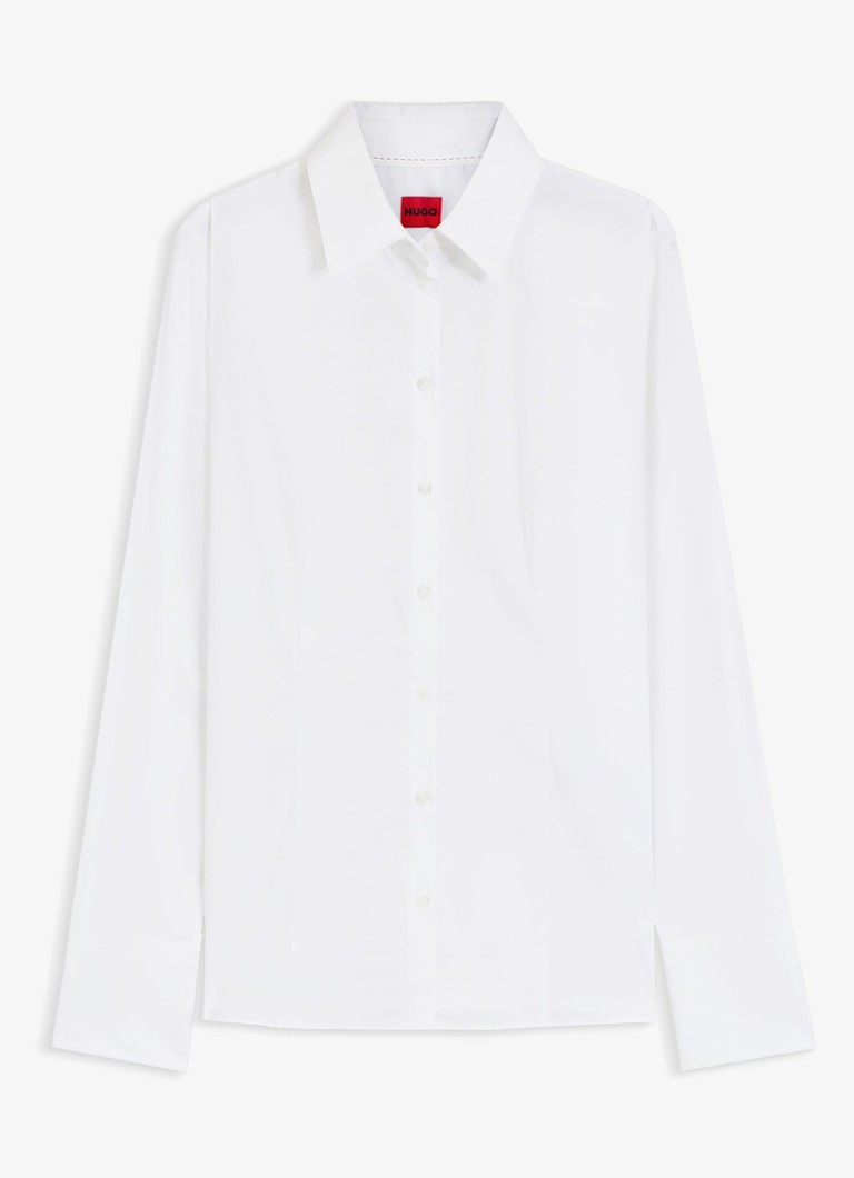 HUGO Dames Blouse met kraag in de kleur Wit