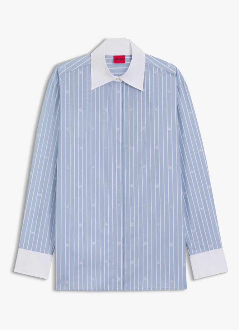 HUGO Dames Oversized blouse met streepprint in de kleur Blauw