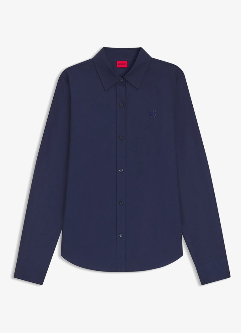 HUGO Dames Blouse van katoen in de kleur Donkerblauw