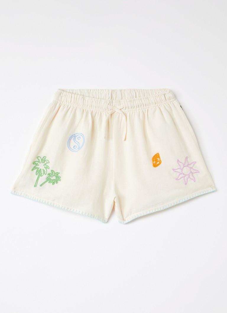 Molo Meisjes Annabella loose fit korte broek met borduring in de kleur Beige, maat: 140