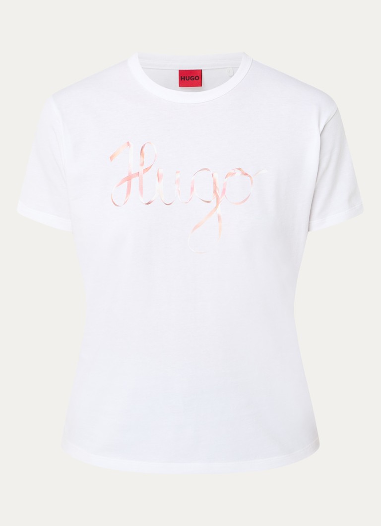 HUGO Dames Damacia T-shirt met logoprint in de kleur Wit