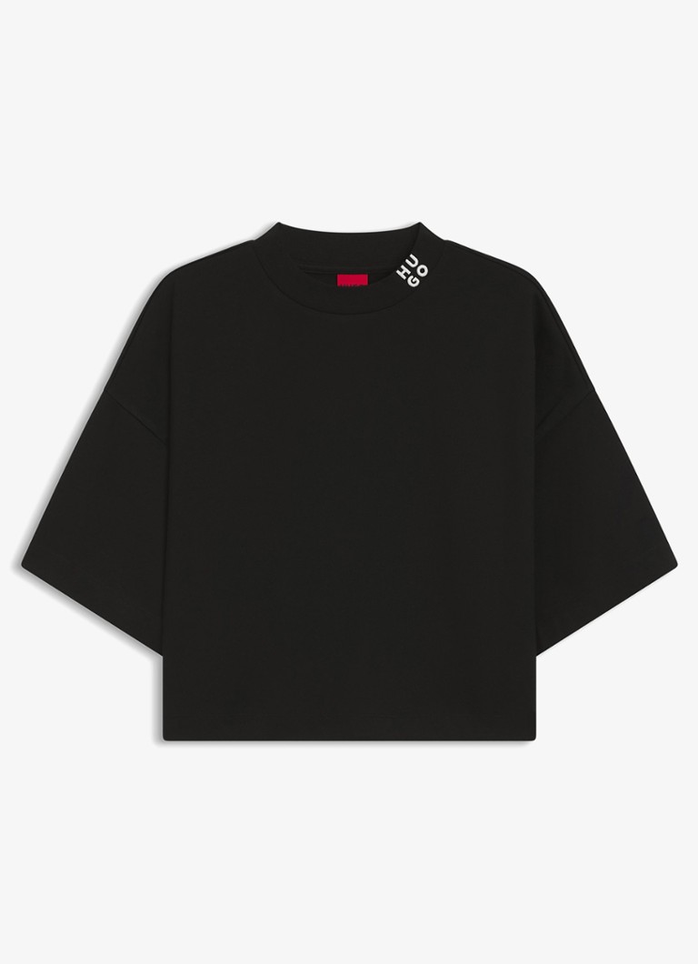HUGO Dames T-shirt met logo in de kleur Zwart
