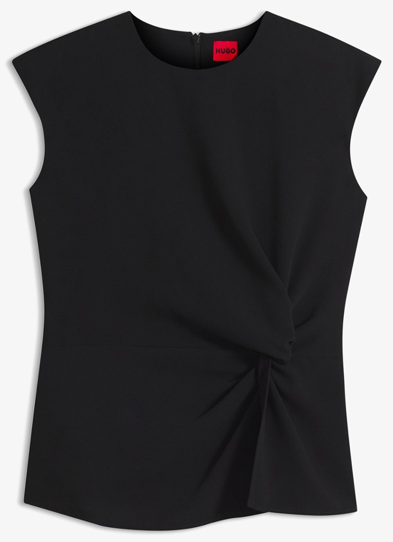 HUGO Dames Top met geknoopt detail in de kleur Zwart