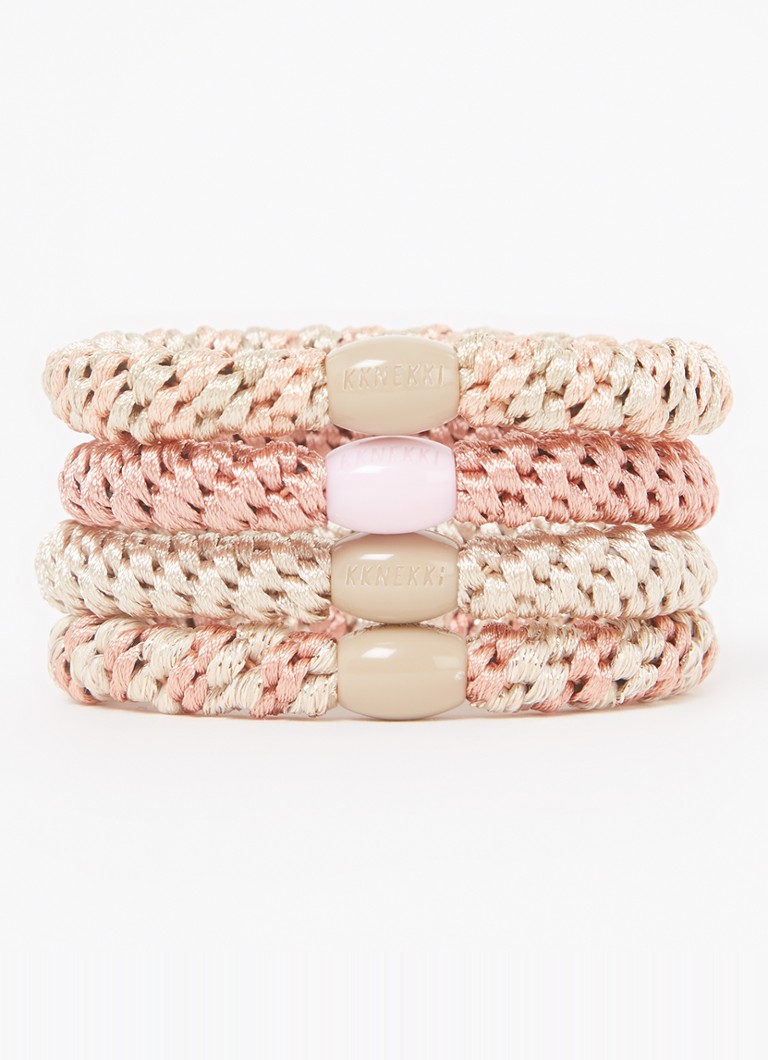 Bon Dep Kknekki gevlochten haarelastiekjes met lurex in 4-pack in de kleur Multicolor, maat: ONE SIZE