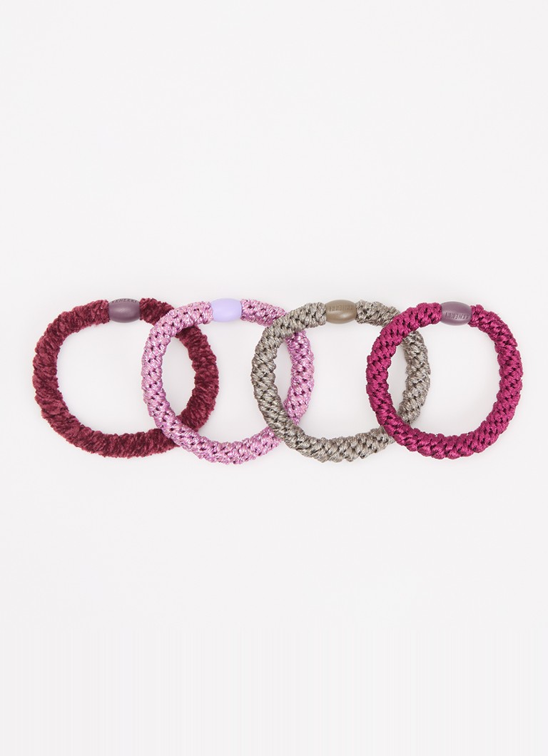 Bon Dep Bundle 34 gevlochten haarelastiekjes in 4-pack in de kleur Paars, maat: 90