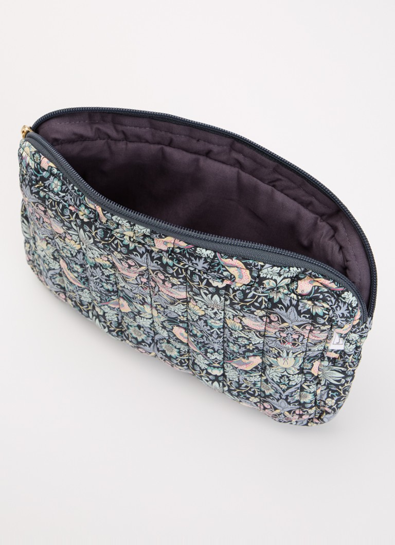 Bon Dep Pouch Small toilettas met bloemenprint set van 2 Donkerblauw - Deal