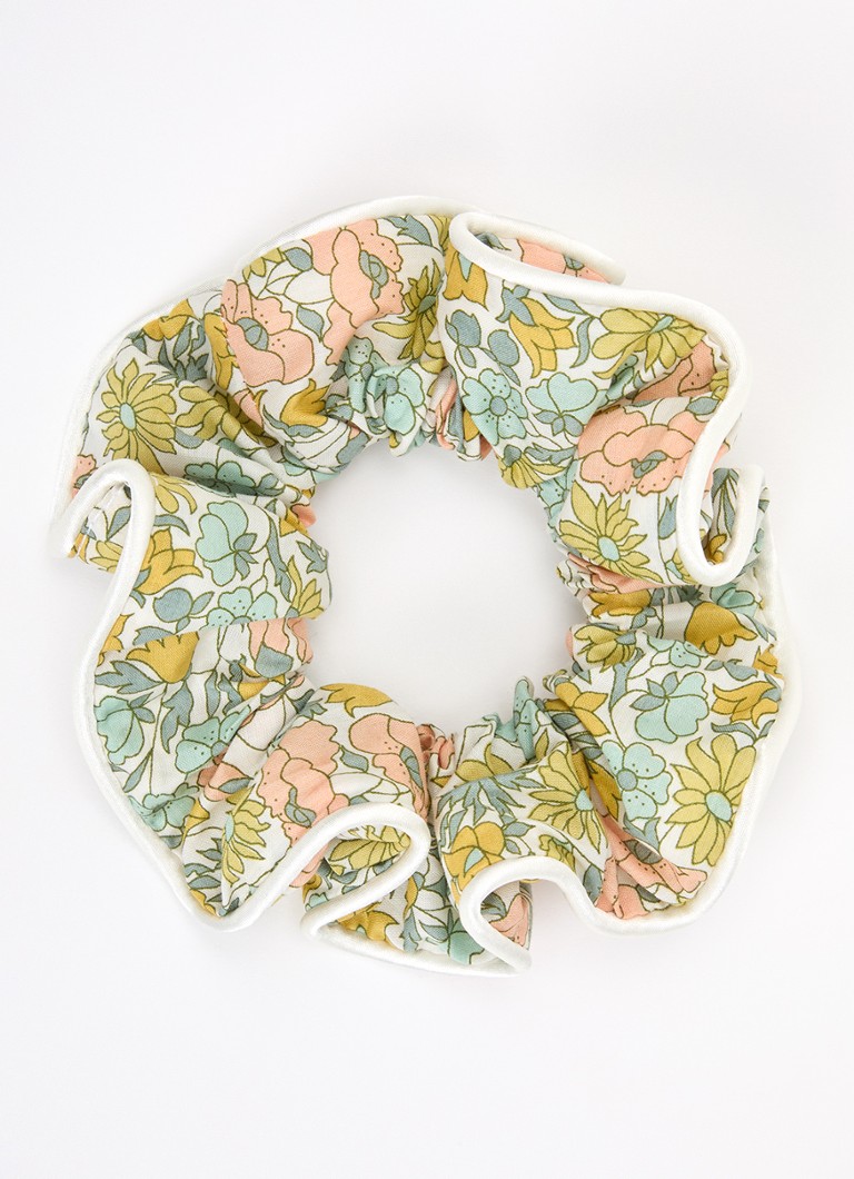 Bon Dep Meisjes Scrunchie met bloemenprint in de kleur Groen, maat: OS