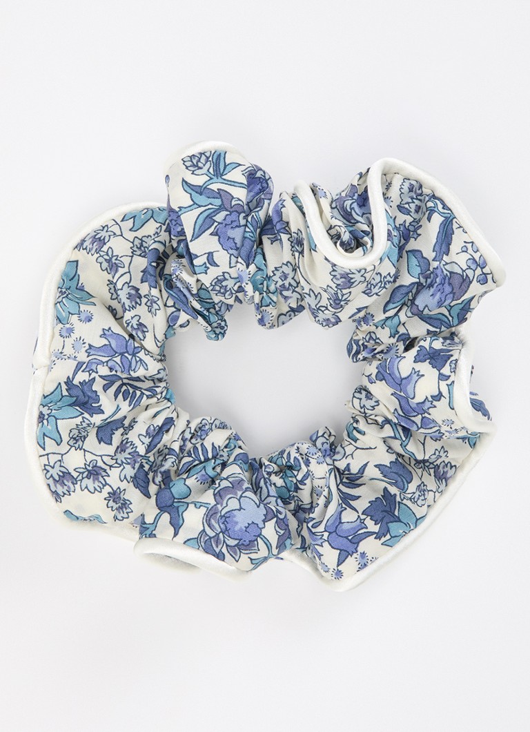 Bon Dep Meisjes Scrunchie met bloemenprint in de kleur Blauw, maat: OS