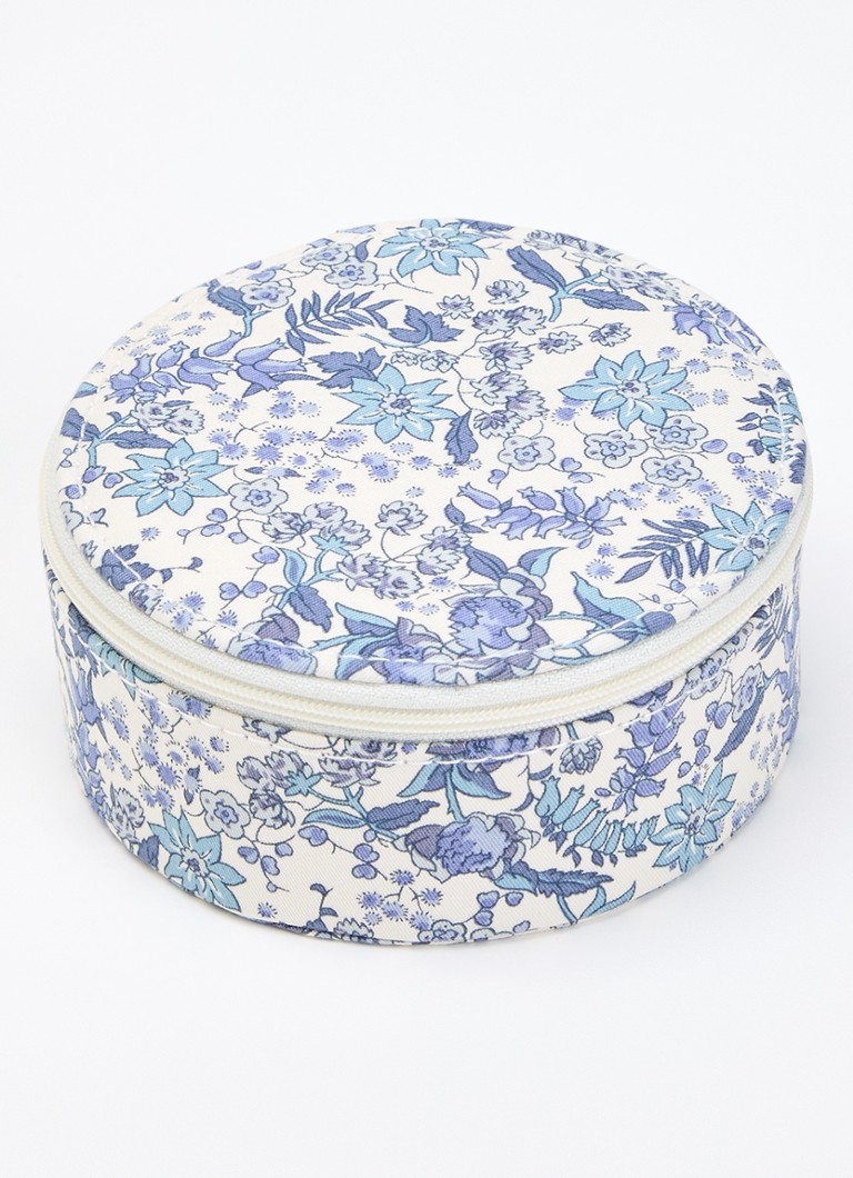 Bon Dep Dames Sieradendoos met bloemenprint in de kleur Blauw, maat: OS