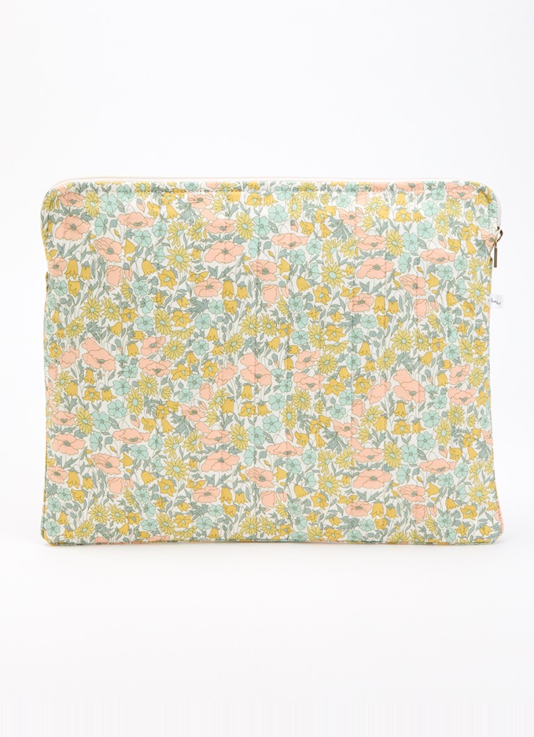 Bon Dep Laptophoes met bloemenprint 15 inch Groen - Deal