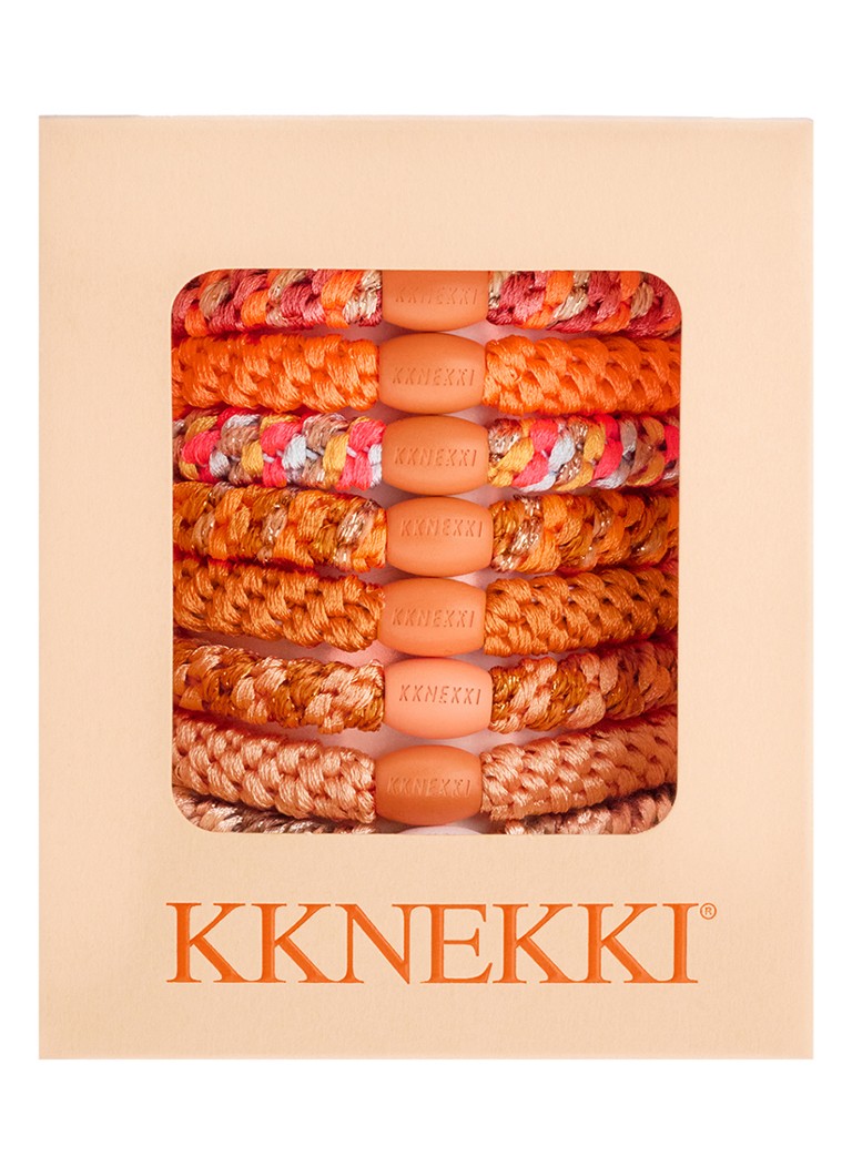 Bon Dep Meisjes Kknekki gevlochten haarelastiekjes met lurex in 8-pack in de kleur Oranje, maat: OS