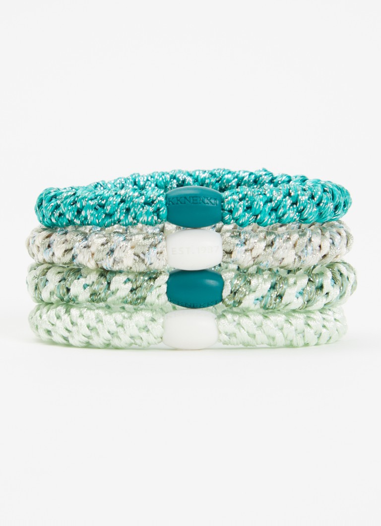 Bon Dep Dames Gevlochten haarelastiekjes met lurex in 4-pack