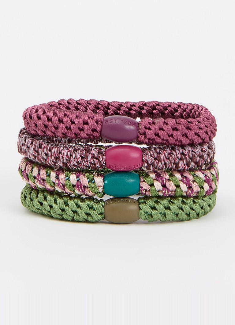 Bon Dep Dames Gevlochten haarelastiekjes met lurex in 4-pack