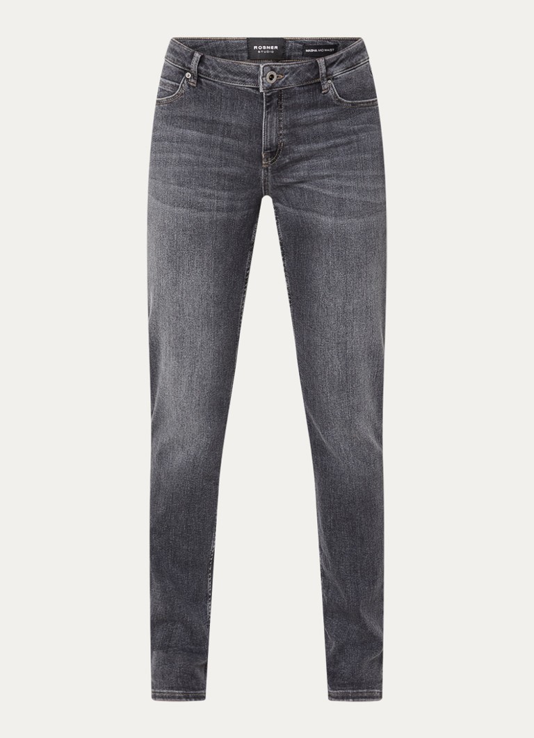 Rosner Studio Dames Masha mid waist slim fit jeans met steekzakken in de kleur Middengrijs