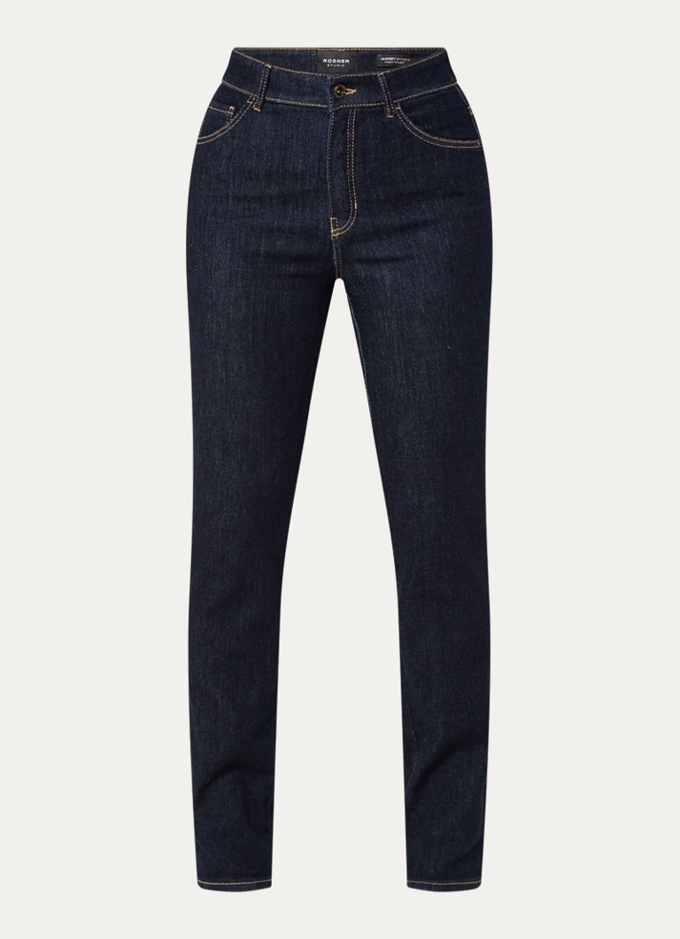 Rosner Studio Dames Audrey high waist slim fit jeans met steekzakken in de kleur Donkerblauw